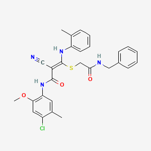 (Z)-3-[2-(benzylamino)-2-oxoethyl]sulfanyl-N-(4-chloro-2-methoxy-5-methylphenyl)-2-cyano-3-(2-methylanilino)prop-2-enamide