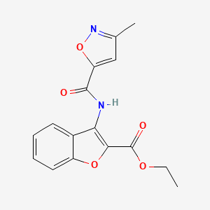 molecular formula C16H14N2O5 B2435459 3-(3-甲基异恶唑-5-甲酰胺基)苯并呋喃-2-甲酸乙酯 CAS No. 946286-60-8