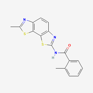 molecular formula C17H13N3OS2 B2435471 2-甲基-N-(7-甲基-[1,3]噻唑并[4,5-g][1,3]苯并噻唑-2-基)苯甲酰胺 CAS No. 361158-82-9