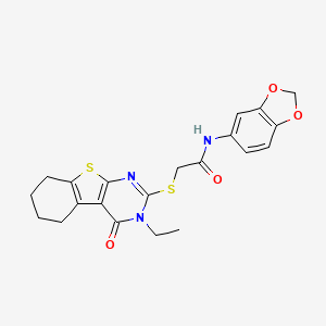 N-(1,3-benzodioxol-5-yl)-2-[(3-ethyl-4-oxo-3,4,5,6,7,8-hexahydro[1]benzothieno[2,3-d]pyrimidin-2-yl)sulfanyl]acetamide
