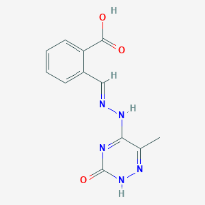 molecular formula C12H11N5O3 B2435492 (E)-2-((2-(6-methyl-3-oxo-2,3-dihydro-1,2,4-triazin-5-yl)hydrazono)methyl)benzoic acid CAS No. 468752-68-3