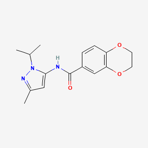 molecular formula C16H19N3O3 B2435497 N-(1-isopropyl-3-methyl-1H-pyrazol-5-yl)-2,3-dihydrobenzo[b][1,4]dioxine-6-carboxamide CAS No. 1172856-92-6