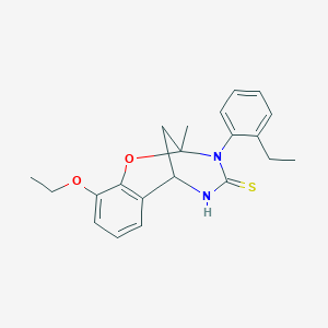 molecular formula C21H24N2O2S B2435498 10-ethoxy-3-(2-ethylphenyl)-2-methyl-5,6-dihydro-2H-2,6-methanobenzo[g][1,3,5]oxadiazocine-4(3H)-thione CAS No. 1019161-01-3