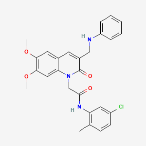 molecular formula C27H26ClN3O4 B2435499 2-[3-(苯胺甲基)-6,7-二甲氧基-2-氧代喹啉-1(2H)-基]-N-(5-氯-2-甲苯基)乙酰胺 CAS No. 894550-55-1