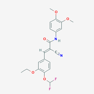 molecular formula C21H20F2N2O5 B2435504 (E)-2-cyano-3-[4-(difluoromethoxy)-3-ethoxyphenyl]-N-(3,4-dimethoxyphenyl)prop-2-enamide CAS No. 1013253-16-1