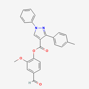 molecular formula C25H20N2O4 B2435520 (4-Formyl-2-methoxyphenyl) 3-(4-methylphenyl)-1-phenylpyrazole-4-carboxylate CAS No. 379218-77-6