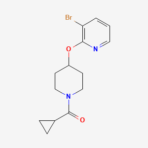 molecular formula C14H17BrN2O2 B2435525 (4-((3-Bromopyridin-2-yl)oxy)piperidin-1-yl)(cyclopropyl)methanone CAS No. 1448044-36-7