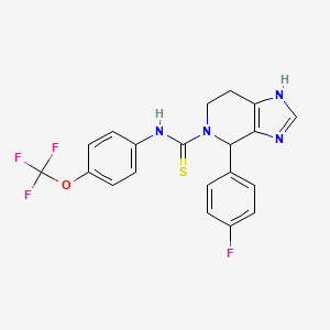 molecular formula C20H16F4N4OS B2435531 4-(4-フルオロフェニル)-N-(4-(トリフルオロメトキシ)フェニル)-6,7-ジヒドロ-3H-イミダゾ[4,5-c]ピリジン-5(4H)-カルボチオアミド CAS No. 847407-26-5