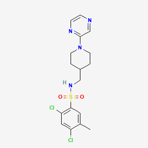 molecular formula C17H20Cl2N4O2S B2435533 2,4-dichloro-5-methyl-N-((1-(pyrazin-2-yl)piperidin-4-yl)methyl)benzenesulfonamide CAS No. 1396783-99-5