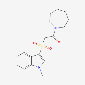 molecular formula C17H22N2O3S B2435548 1-(azepan-1-yl)-2-((1-methyl-1H-indol-3-yl)sulfonyl)ethanone CAS No. 850932-40-0