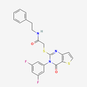 molecular formula C22H17F2N3O2S2 B2435551 2-((3-(3,5-二氟苯基)-4-氧代-3,4-二氢噻吩并[3,2-d]嘧啶-2-基)硫代)-N-苯乙酰胺 CAS No. 1794786-03-0