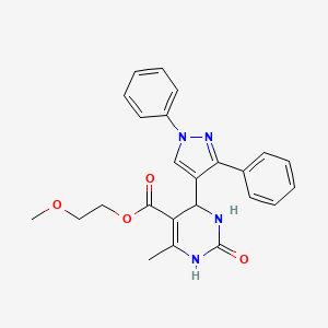 molecular formula C24H24N4O4 B2435557 2-Methoxyethyl-4-(1,3-Diphenyl-1H-pyrazol-4-yl)-6-methyl-2-oxo-1,2,3,4-tetrahydropyrimidin-5-carboxylat CAS No. 384351-17-1