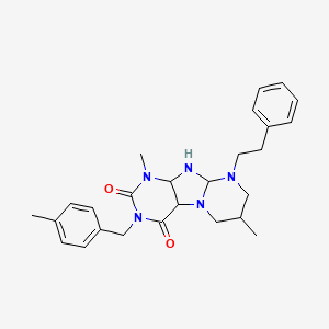molecular formula C26H29N5O2 B2435558 1,7-dimethyl-3-[(4-methylphenyl)methyl]-9-(2-phenylethyl)-1H,2H,3H,4H,6H,7H,8H,9H-pyrimido[1,2-g]purine-2,4-dione CAS No. 893997-10-9