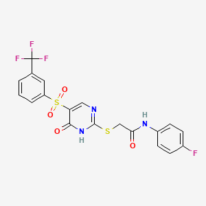 N-(4-fluorophenyl)-2-((6-oxo-5-((3-(trifluoromethyl)phenyl)sulfonyl)-1,6-dihydropyrimidin-2-yl)thio)acetamide