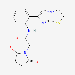 molecular formula C17H16N4O3S B2435570 N-(2-(2,3-dihydroimidazo[2,1-b]thiazol-6-yl)phenyl)-2-(2,5-dioxopyrrolidin-1-yl)acetamide CAS No. 2034289-33-1