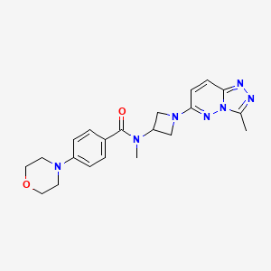 molecular formula C21H25N7O2 B2435578 N-甲基-N-(1-(3-甲基-[1,2,4]三唑并[4,3-b]哒嗪-6-基)氮杂环丁烷-3-基)-4-吗啉基苯甲酰胺 CAS No. 2309557-76-2