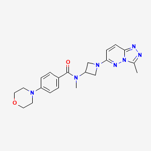 molecular formula C21H25N7O2 B2435578 N-甲基-N-(1-(3-甲基-[1,2,4]三唑并[4,3-b]哒嗪-6-基)氮杂环丁烷-3-基)-4-吗啉代苯甲酰胺 CAS No. 2309557-76-2