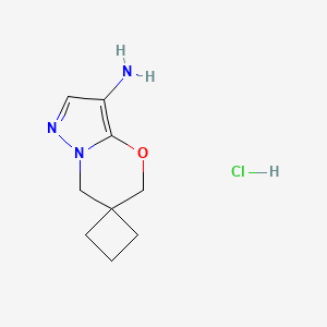molecular formula C9H14ClN3O B2435588 1',3'-二氢螺{环丁烷-1,2'-吡唑并[3,2-b][1,3]恶嗪}-5'-胺盐酸盐 CAS No. 2251053-34-4