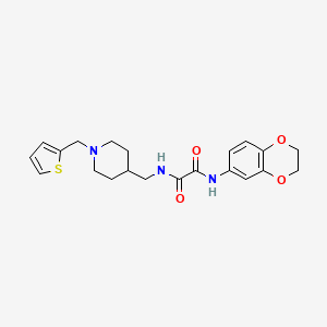 molecular formula C21H25N3O4S B2435593 N-(2,3-dihydro-1,4-benzodioxin-6-yl)-N'-({1-[(thiophen-2-yl)methyl]piperidin-4-yl}methyl)éthanediamide CAS No. 953231-08-8