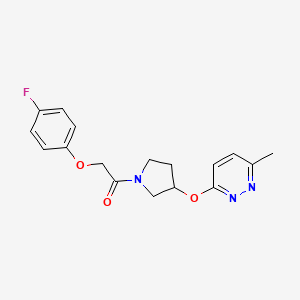 molecular formula C17H18FN3O3 B2435595 2-(4-氟苯氧基)-1-(3-((6-甲基吡啶嗪-3-基)氧基)吡咯烷-1-基)乙酮 CAS No. 2034452-55-4
