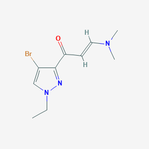 molecular formula C10H14BrN3O B2435596 (E)-1-(4-溴-1-乙基吡唑-3-基)-3-(二甲基氨基)丙-2-烯-1-酮 CAS No. 1001500-64-6