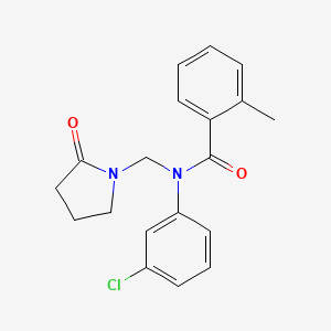 molecular formula C19H19ClN2O2 B2435598 N-(3-chlorophenyl)-2-methyl-N-((2-oxopyrrolidin-1-yl)methyl)benzamide CAS No. 852155-37-4