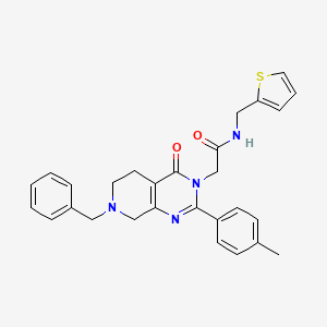 molecular formula C28H28N4O2S B2435599 N-(3-ethyl-7-methyl-5-oxo-5H-[1,3]thiazolo[3,2-a]pyrimidin-6-yl)cyclohexanecarboxamide CAS No. 1207056-16-3