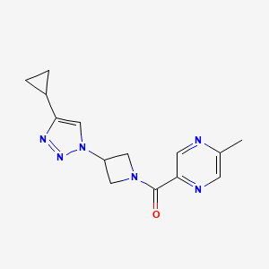 molecular formula C14H16N6O B2435602 (3-(4-cyclopropyl-1H-1,2,3-triazol-1-yl)azetidin-1-yl)(5-methylpyrazin-2-yl)methanone CAS No. 2097864-21-4