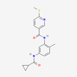 molecular formula C18H19N3O2S B2435608 N-(5-环丙烷酰胺基-2-甲基苯基)-6-(甲硫基)吡啶-3-甲酰胺 CAS No. 1280863-79-7