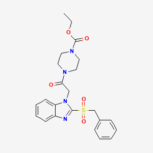 ethyl 4-(2-(2-(benzylsulfonyl)-1H-benzo[d]imidazol-1-yl)acetyl)piperazine-1-carboxylate