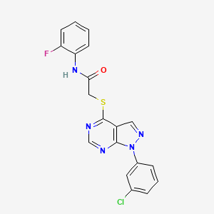 molecular formula C19H13ClFN5OS B2435618 2-((1-(3-chlorophenyl)-1H-pyrazolo[3,4-d]pyrimidin-4-yl)thio)-N-(2-fluorophenyl)acetamide CAS No. 893918-33-7