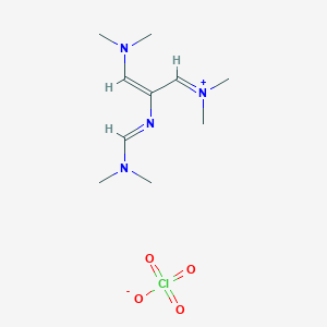 molecular formula C10H21ClN4O4 B2435620 [(E)-3-(二甲氨基)-2-(二甲氨基亚甲基氨基)丙-2-烯基]-二甲氮杂环;高氯酸盐 CAS No. 50704-19-3