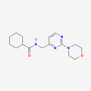 molecular formula C16H24N4O2 B2435629 N-((2-morpholinopyrimidin-4-yl)methyl)cyclohexanecarboxamide CAS No. 1797656-90-6