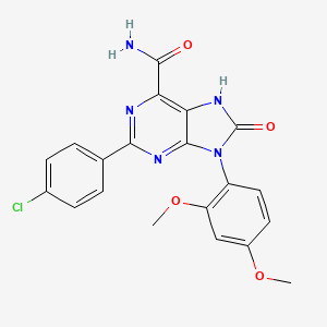 molecular formula C20H16ClN5O4 B2435633 2-(4-氯苯基)-9-(2,4-二甲氧基苯基)-8-氧代-8,9-二氢-7H-嘌呤-6-甲酰胺 CAS No. 898447-03-5