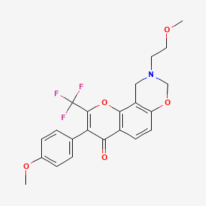 9-(2-methoxyethyl)-3-(4-methoxyphenyl)-2-(trifluoromethyl)-9,10-dihydro-4H,8H-chromeno[8,7-e][1,3]oxazin-4-one