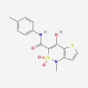 molecular formula C15H14N2O4S2 B2435662 4-hydroxy-1-methyl-N-(4-methylphenyl)-2,2-dioxo-1,2-dihydro-2lambda~6~-thieno[3,2-c][1,2]thiazine-3-carboxamide CAS No. 303987-79-3