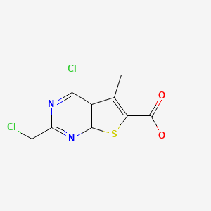 molecular formula C10H8Cl2N2O2S B2435664 4-氯-2-(氯甲基)-5-甲基噻吩并[2,3-d]嘧啶-6-甲酸甲酯 CAS No. 554407-27-1