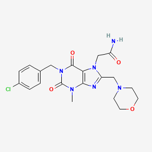 molecular formula C20H23ClN6O4 B2435675 2-(1-(4-chlorobenzyl)-3-methyl-8-(morpholinomethyl)-2,6-dioxo-1,2,3,6-tetrahydro-7H-purin-7-yl)acetamide CAS No. 1795485-62-9