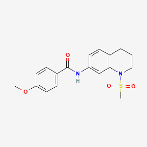molecular formula C18H20N2O4S B2435680 4-methoxy-N-(1-methylsulfonyl-3,4-dihydro-2H-quinolin-7-yl)benzamide CAS No. 946298-65-3