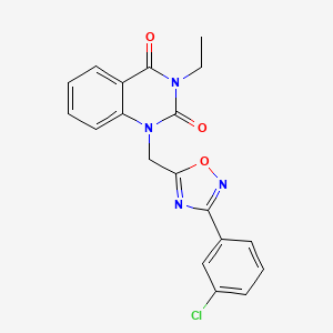 molecular formula C19H15ClN4O3 B2435683 1-((3-(3-chlorophenyl)-1,2,4-oxadiazol-5-yl)methyl)-3-ethylquinazoline-2,4(1H,3H)-dione CAS No. 1207011-99-1