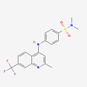 molecular formula C19H18F3N3O2S B2435690 N,N-dimethyl-4-((2-methyl-7-(trifluoromethyl)quinolin-4-yl)amino)benzenesulfonamide CAS No. 881940-77-8