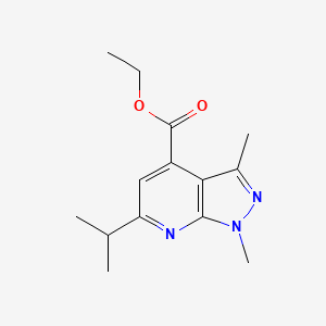 molecular formula C14H19N3O2 B2435691 1,3-ジメチル-6-(プロパン-2-イル)-1H-ピラゾロ[3,4-b]ピリジン-4-カルボン酸エチル CAS No. 929973-69-3