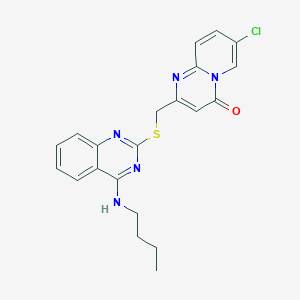 molecular formula C21H20ClN5OS B2435695 2-[[4-(Butylamino)quinazolin-2-yl]sulfanylmethyl]-7-chloropyrido[1,2-a]pyrimidin-4-one CAS No. 422532-64-7