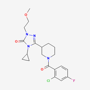 molecular formula C20H24ClFN4O3 B2435711 3-(1-(2-chloro-4-fluorobenzoyl)piperidin-3-yl)-4-cyclopropyl-1-(2-methoxyethyl)-1H-1,2,4-triazol-5(4H)-one CAS No. 2194849-24-4