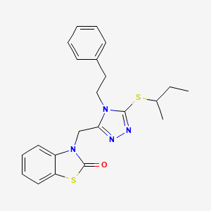 molecular formula C22H24N4OS2 B2435716 3-((5-(sec-butylthio)-4-phenethyl-4H-1,2,4-triazol-3-yl)methyl)benzo[d]thiazol-2(3H)-one CAS No. 847402-45-3