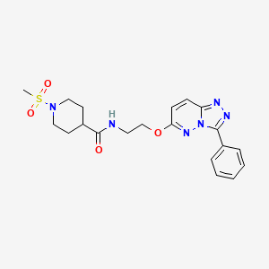 molecular formula C20H24N6O4S B2435718 1-(methylsulfonyl)-N-(2-((3-phenyl-[1,2,4]triazolo[4,3-b]pyridazin-6-yl)oxy)ethyl)piperidine-4-carboxamide CAS No. 1210563-83-9