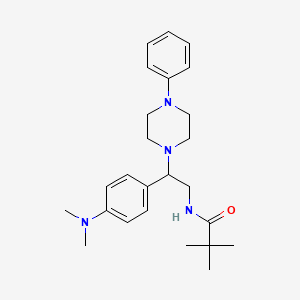 molecular formula C25H36N4O B2435723 N-(2-(4-(二甲氨基)苯基)-2-(4-苯基哌嗪-1-基)乙基)新戊酰胺 CAS No. 946365-02-2