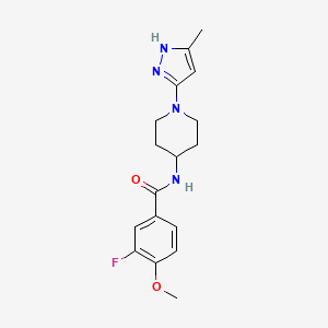 molecular formula C17H21FN4O2 B2435728 3-fluoro-4-methoxy-N-(1-(5-methyl-1H-pyrazol-3-yl)piperidin-4-yl)benzamide CAS No. 2034209-43-1