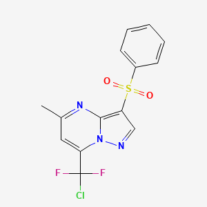 molecular formula C14H10ClF2N3O2S B2435733 7-[Chloro(difluoro)methyl]-5-methyl-3-(phenylsulfonyl)pyrazolo[1,5-A]pyrimidine CAS No. 866049-88-9
