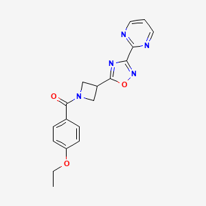 molecular formula C18H17N5O3 B2435734 (4-Ethoxyphenyl)(3-(3-(pyrimidin-2-yl)-1,2,4-oxadiazol-5-yl)azetidin-1-yl)methanone CAS No. 1327529-05-4